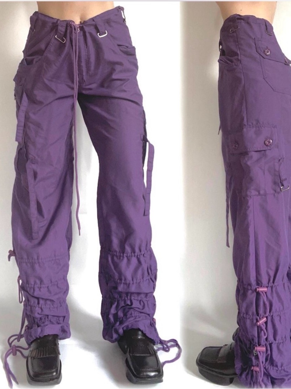 90s Vintage Japanese purple wide leg rave pants - Picture 3 of 4
